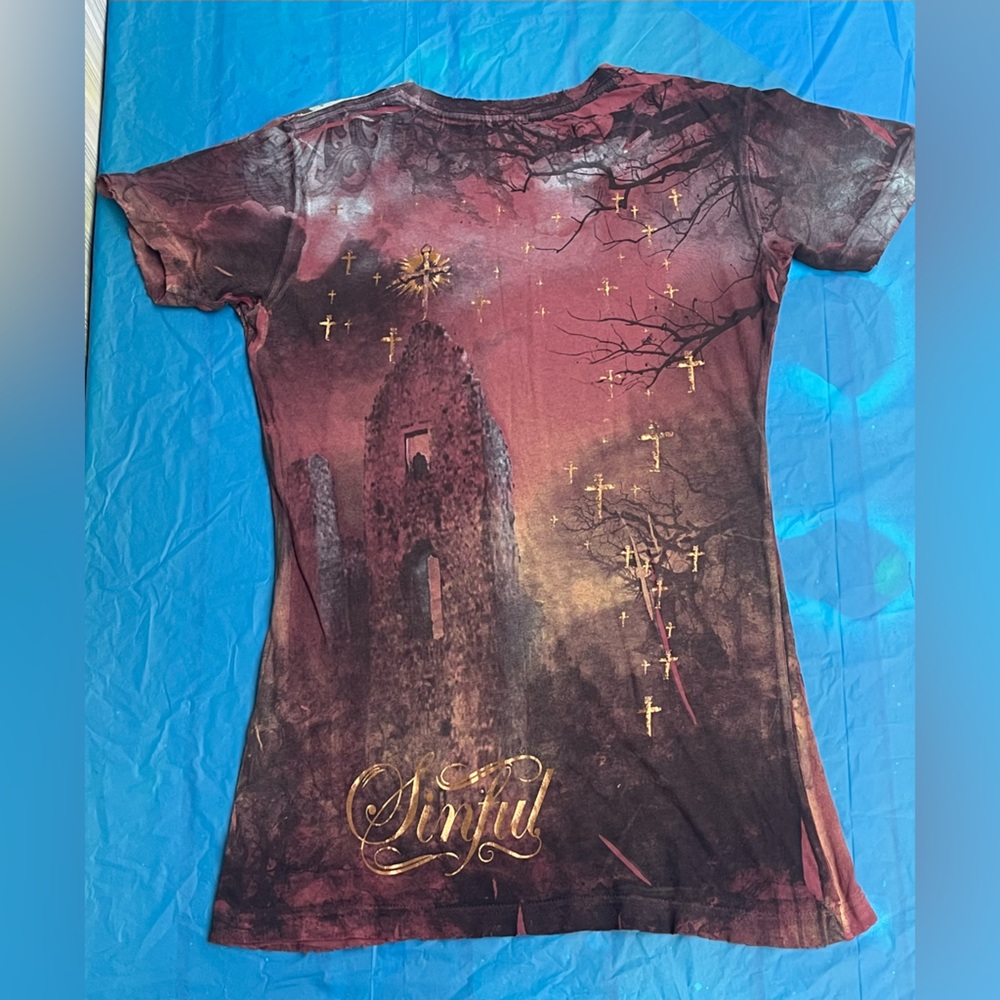 Sinful by Affliction shirt size L Juniors new without the tags - Picture 5 of 11